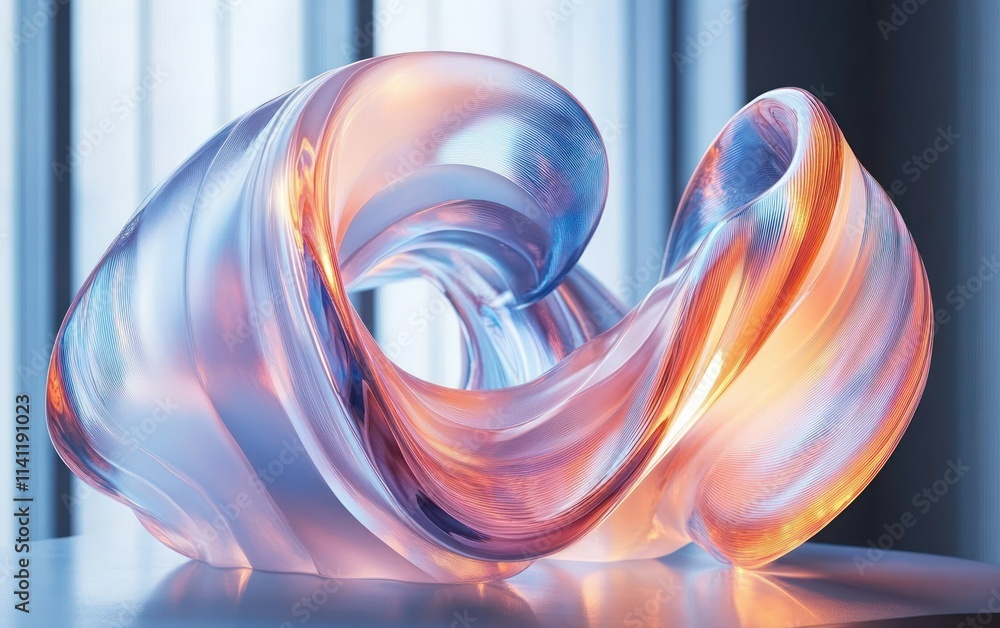 Iridescent Glass Sculpture Abstract Fluid Motion Art Nouveau Inspired Iridescent Glass Sculpture Abstract Fluid Motion Art Nouveau Inspired