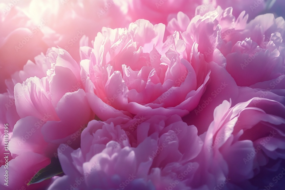 Close-up of pink peony flowers with sunlight. Close-up of pink peony flowers with sunlight.