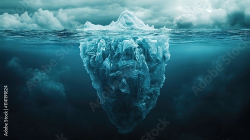 Plastic Pollution Hidden Beneath Ocean Iceberg photo