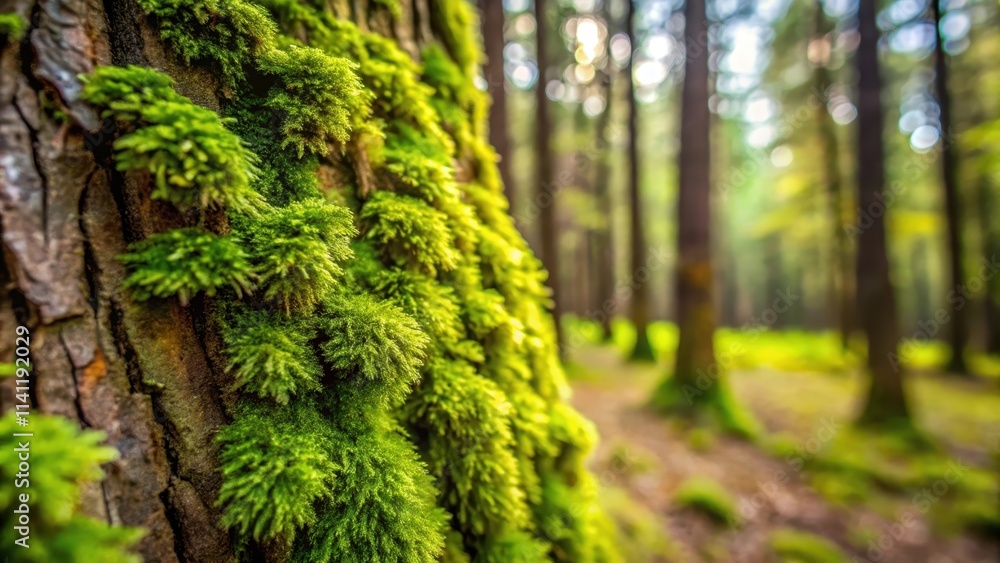 Close-up of moss on tree bark in forest setting, captured in daylight hours, moss, textured, tree bark, close-up, forest Close-up of moss on tree bark in forest setting, captured in daylight hours, moss, textured, tree bark, close-up, forest