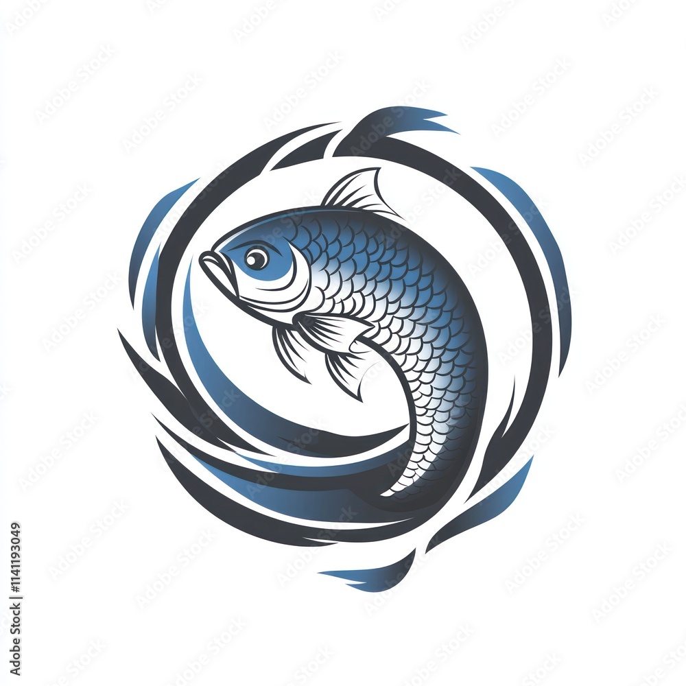 A stylized illustration of a fish surrounded by swirling lines. A stylized illustration of a fish surrounded by swirling lines.
