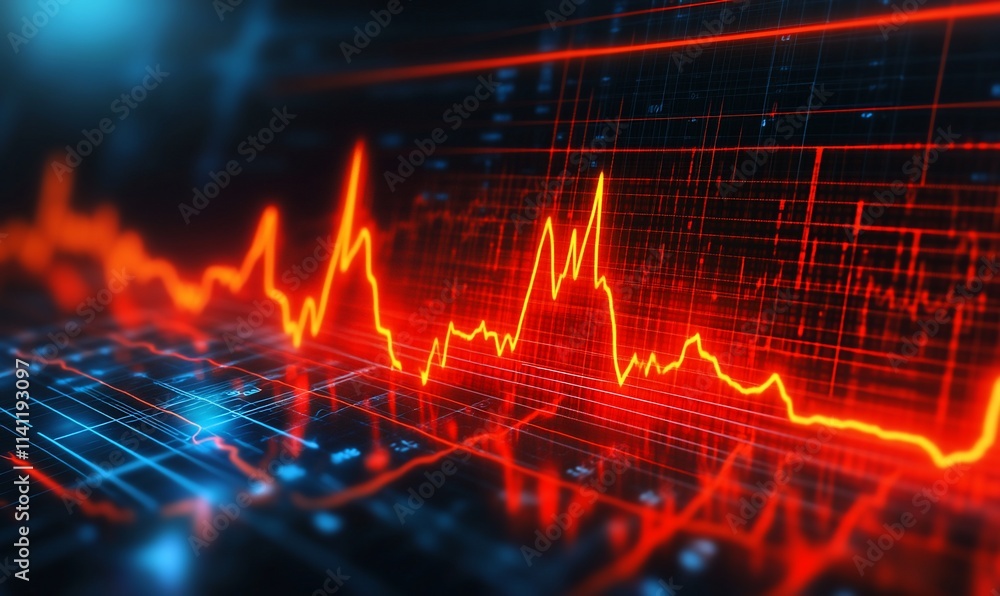 Digital heartbeat graph with red lines on a dark background. Digital heartbeat graph with red lines on a dark background.