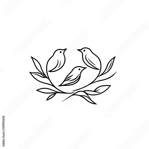 bird line icon logo vector design, modern logo pictogram design of sparrow or finch bird