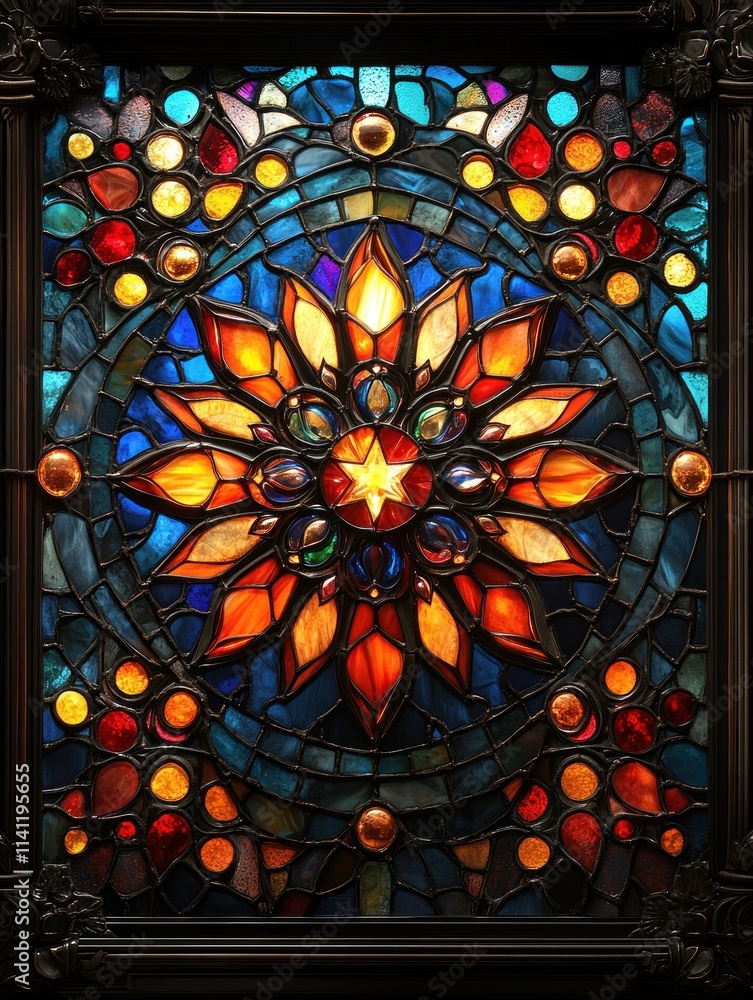 custom made wallpaper toronto digitalColorful Stained Glass Starry Window in Gothic Style for Christmas Celebration
