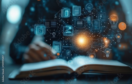 Online Learning Technology and Education Icons for E-Learning and Distance Learning Concepts