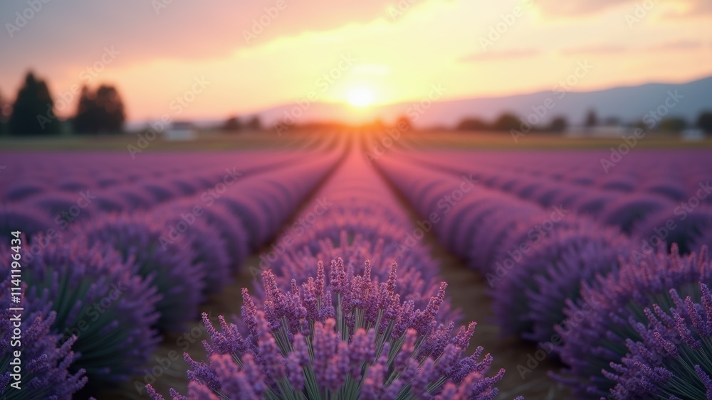 Obraz premium lavender field at sunset