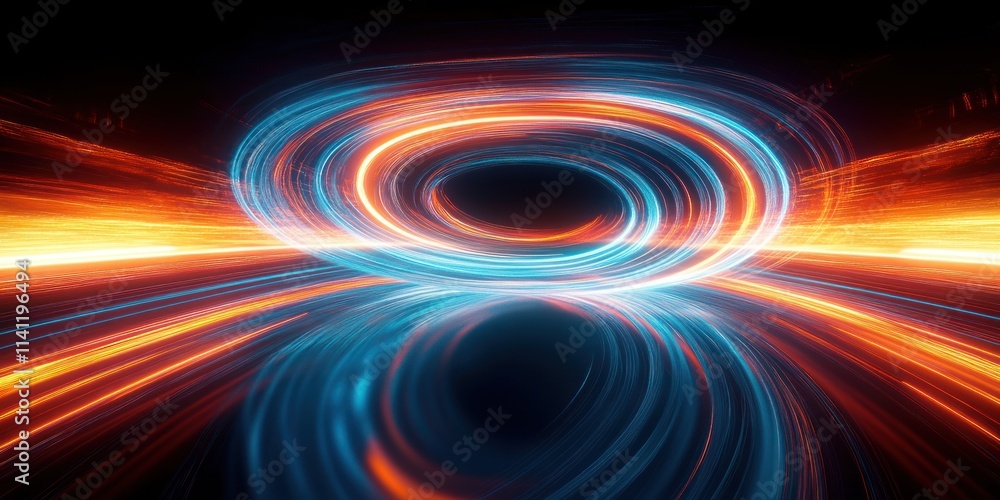 Dynamic Light Trails in Blue and Orange Futuristic Abstract Art Dynamic Light Trails in Blue and Orange Futuristic Abstract Art