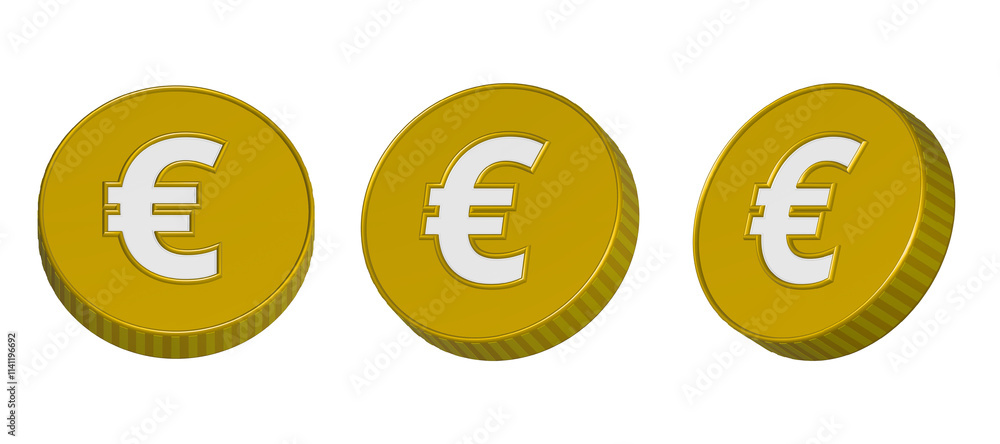 3d euro coins in different positions 3d euro coins in different positions