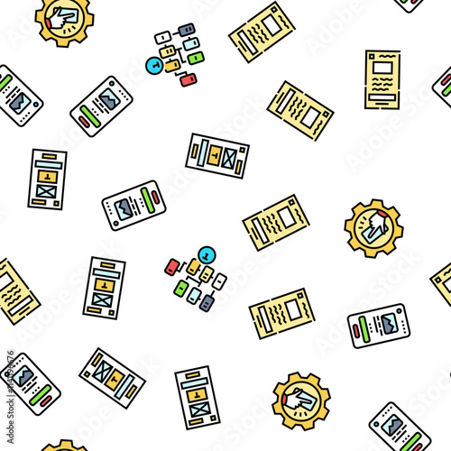 ui ux design agency user develop vector seamless pattern thin line illustration