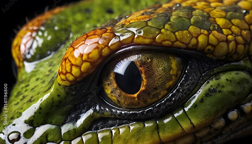 Fototapeta premium Mesmerizing Gaze The Vibrant Eye of a Tropical Reptile