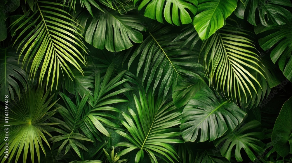 Lush Green Tropical Foliage Background Texture Lush Green Tropical Foliage Background Texture