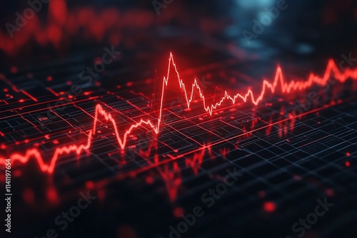 Wallpaper Mural Red digital stock market graph decline. Torontodigital.ca