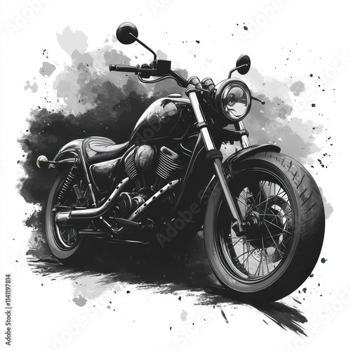 A stylized illustration of a motorcycle with a splash of paint in the background. photo