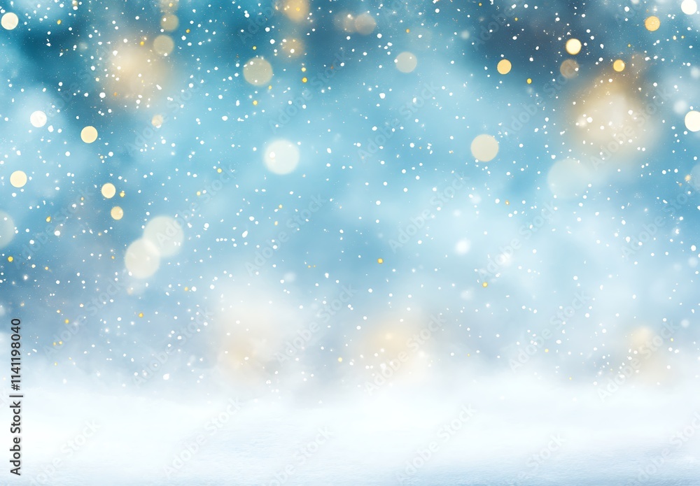 Winter Wonderland Scene With Snow And Sparkling Lights Winter Wonderland Scene With Snow And Sparkling Lights