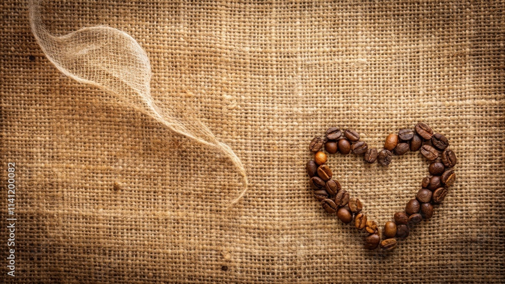 Coffee on Burlap with Heart Smoke, earthy, cozy, earthy, cozy, burlap, organic,coffee, wooden background, rustic Coffee on Burlap with Heart Smoke, earthy, cozy, earthy, cozy, burlap, organic,coffee, wooden background, rustic
