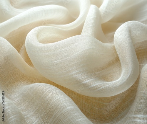 Luxury Soft Wavy Fabric Texture Close-up in Neutral Tones Natural Light Minimalist Design photo