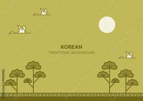 Korean traditional illustration background. Asian culture pattern graphic design poster.