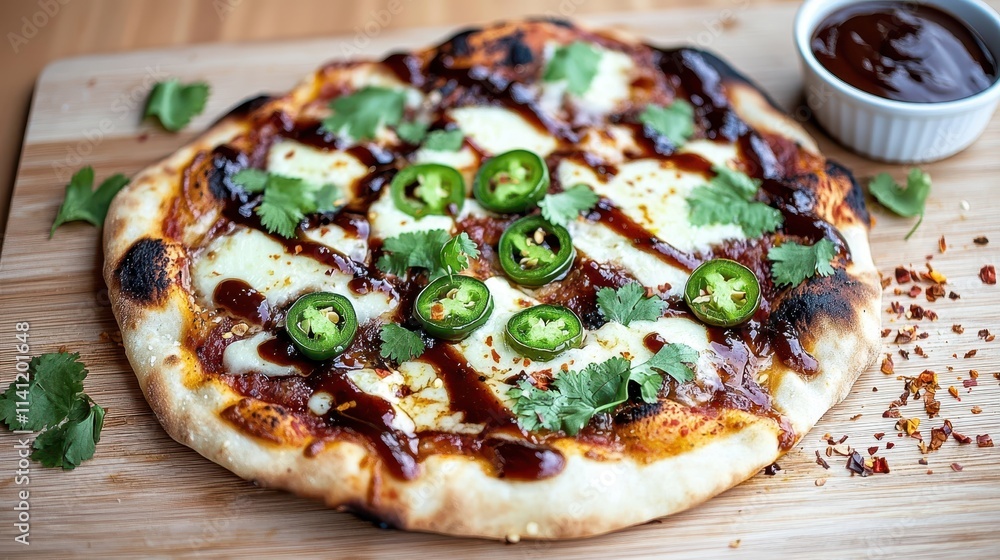 italian food Delicious barbecued pizza with fresh ingredients on a wooden cutting board italian food Delicious barbecued pizza with fresh ingredients on a wooden cutting board