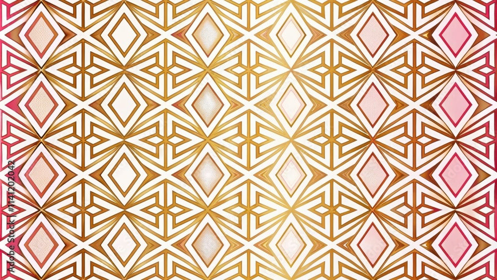 Geometric abstract design featuring seamless gold and pink pattern on a white background, home decor idea, gold Geometric abstract design featuring seamless gold and pink pattern on a white background, home decor idea, gold
