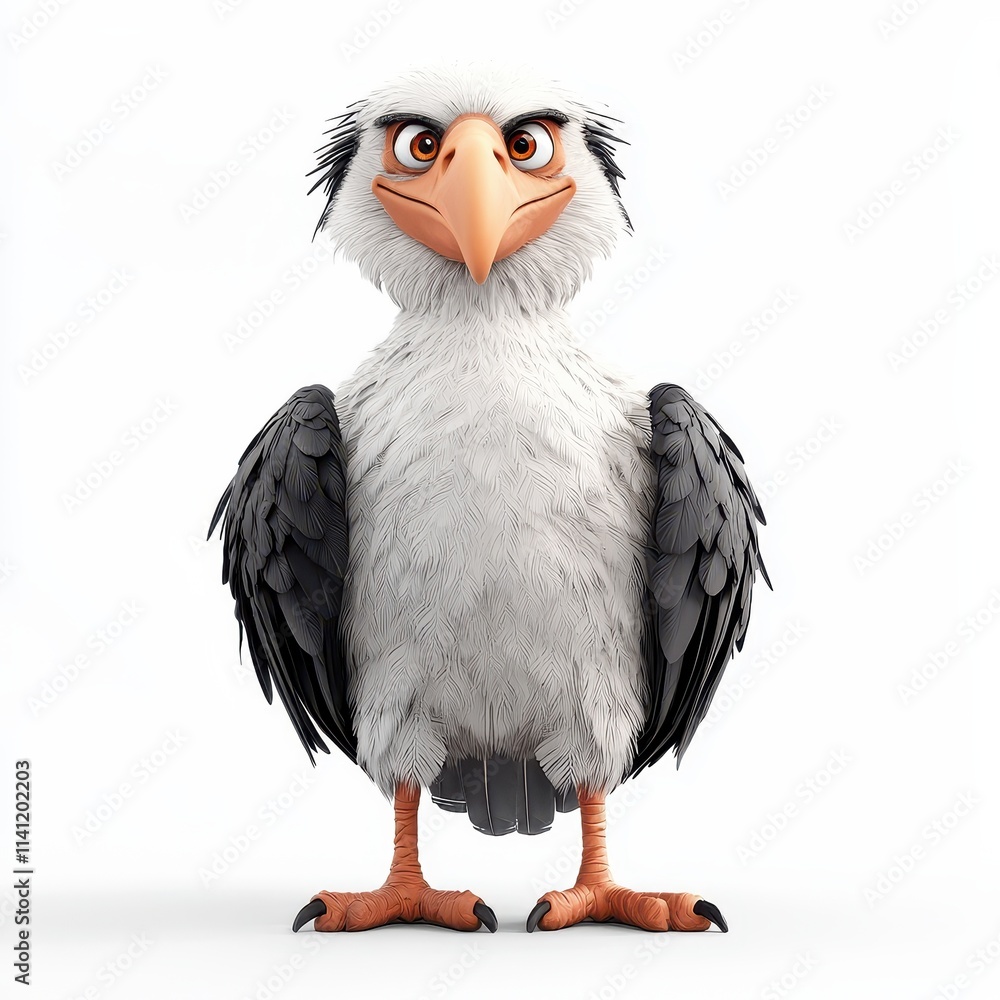 3D Cartoon Vulture Funny Bird Character Illustration 3D Cartoon Vulture Funny Bird Character Illustration