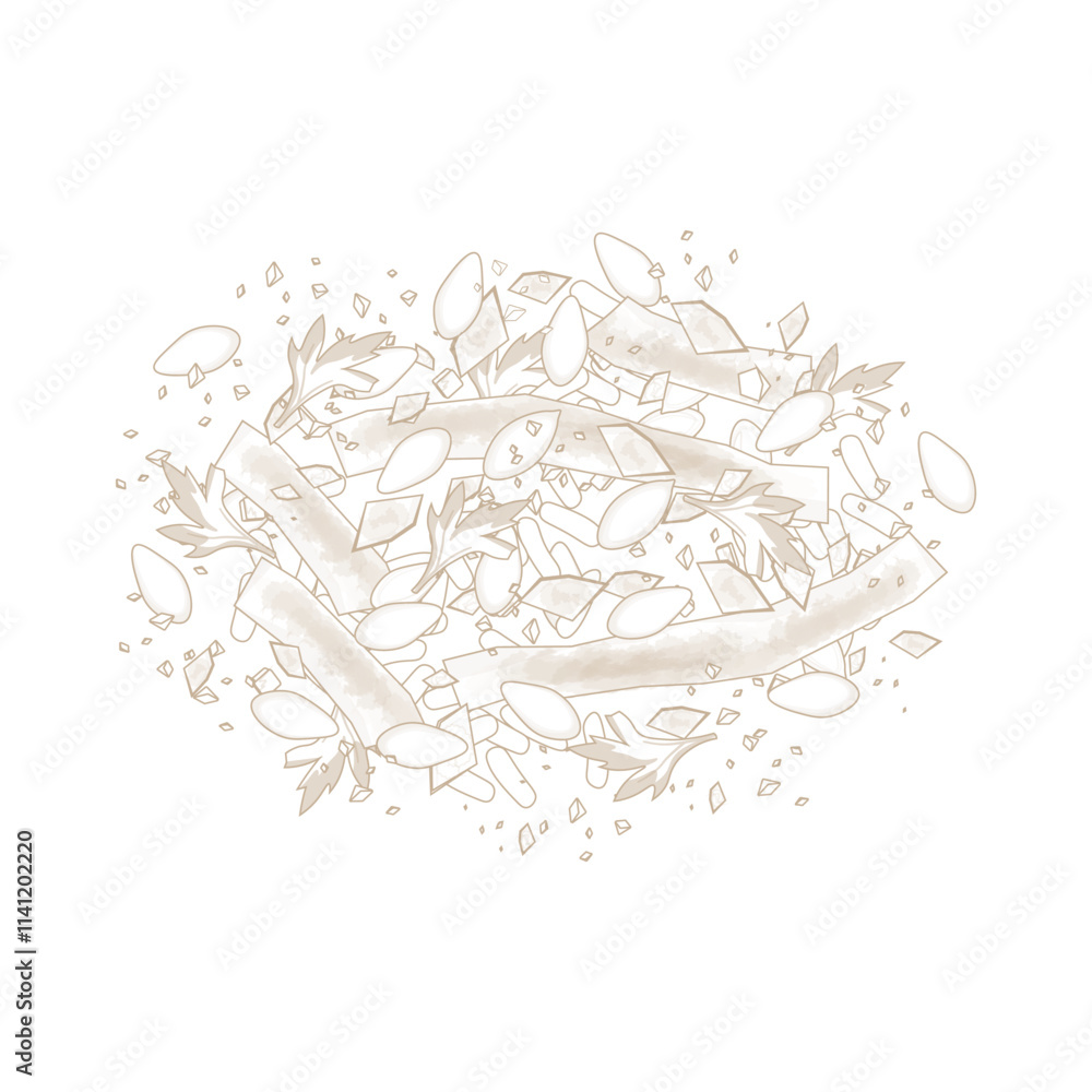 Obraz premium Vector Illustration Logo line art Japanese furikake flakes