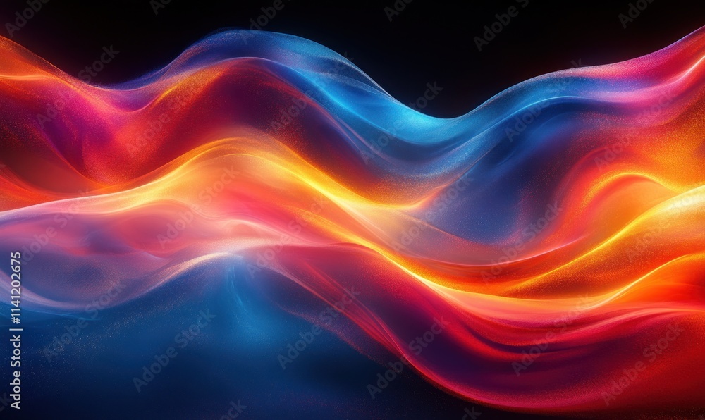 Obraz premium Iridescent Abstract Curve Dark Background Design 3D Render
