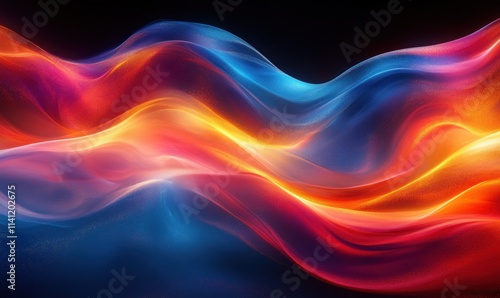 Wallpaper Mural Iridescent Abstract Curve Dark Background Design 3D Render Torontodigital.ca