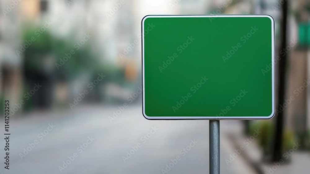 Blank Green Street Sign City Background Mockup Blank Green Street Sign City Background Mockup