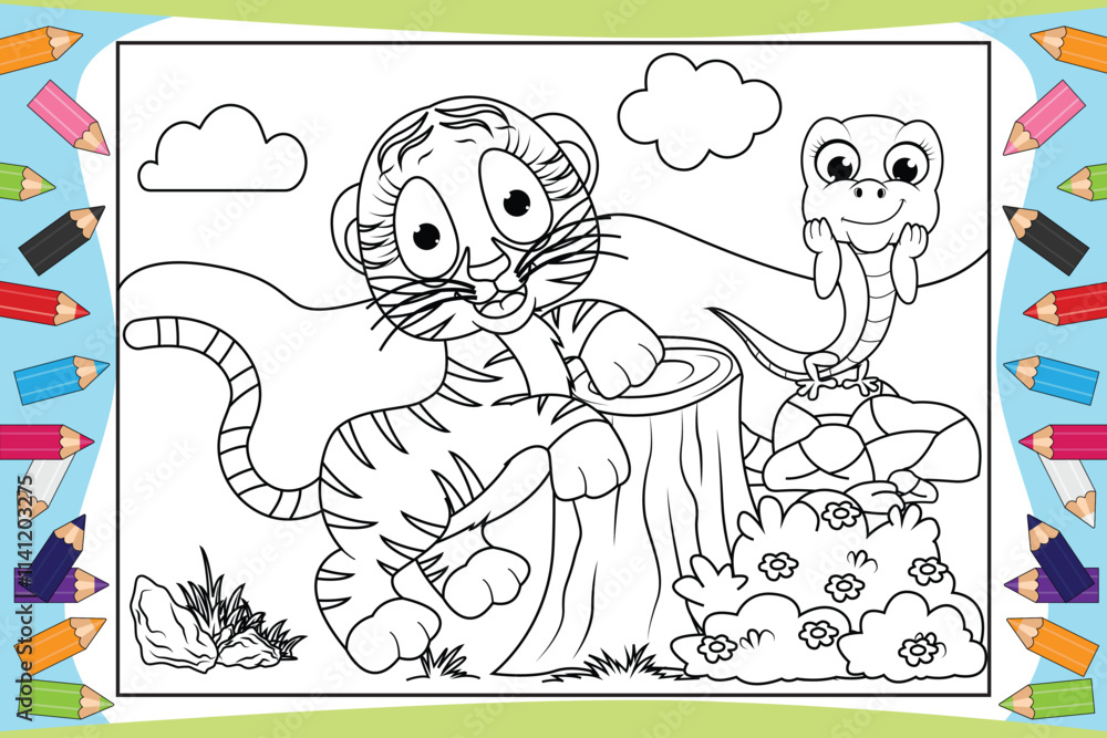 Naklejka premium coloring animal cartoon for kids