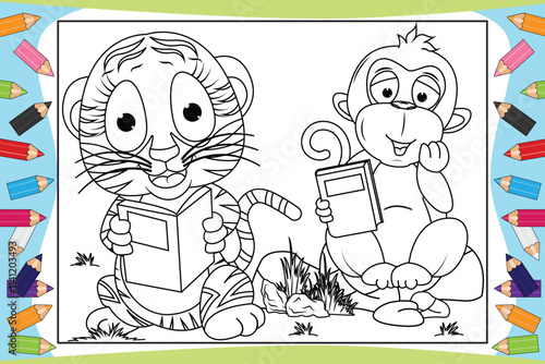 coloring animal cartoon for kids