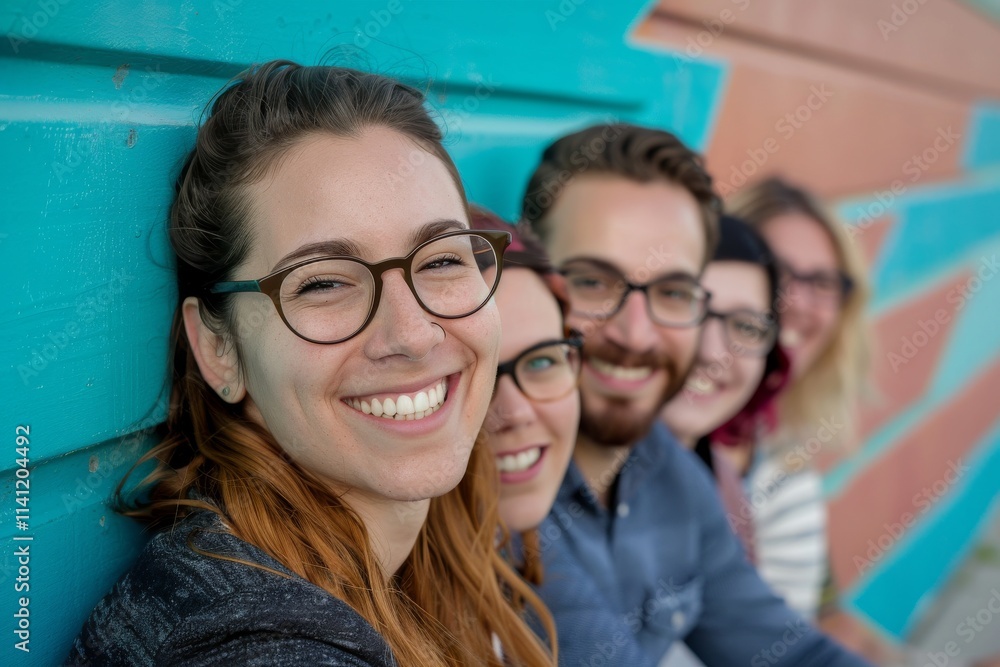 group of happy students standing in a row and looking at the camera group of happy students standing in a row and looking at the camera