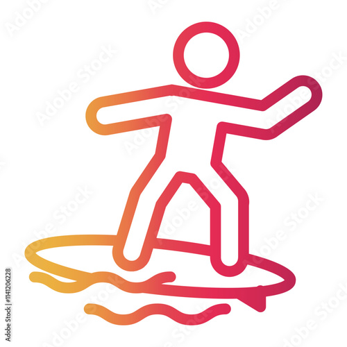 surfing Line Gradient Icon