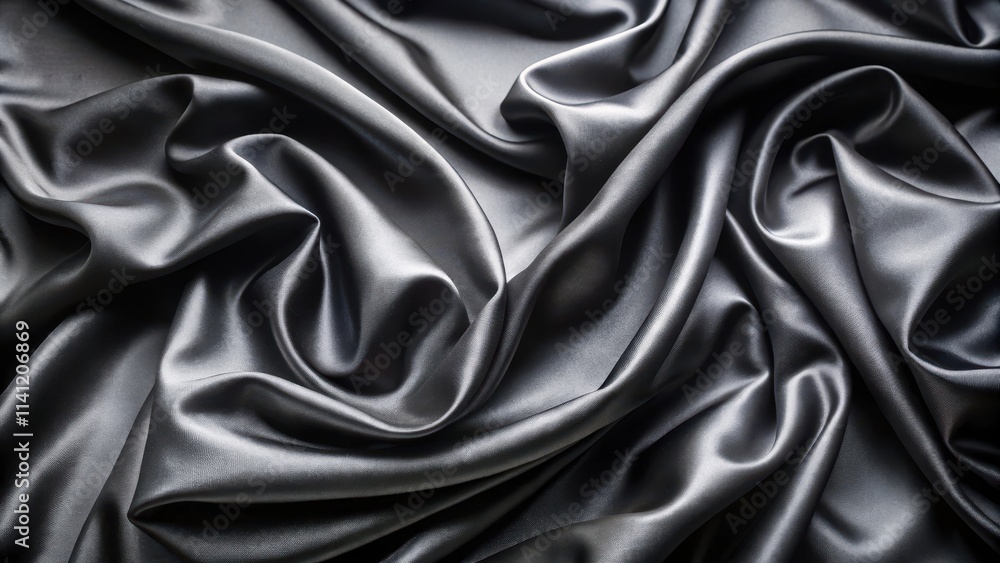 Fototapeta premium Elegant Black Satin Fabric Texture, luxurious fabric, , luxurious fabric