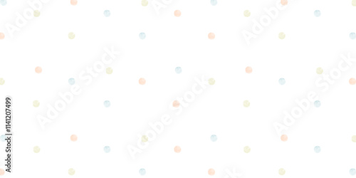 パステルカラーの水玉模様 ( ベクター 背景 シンプル 手描き風 水彩 白背景 )