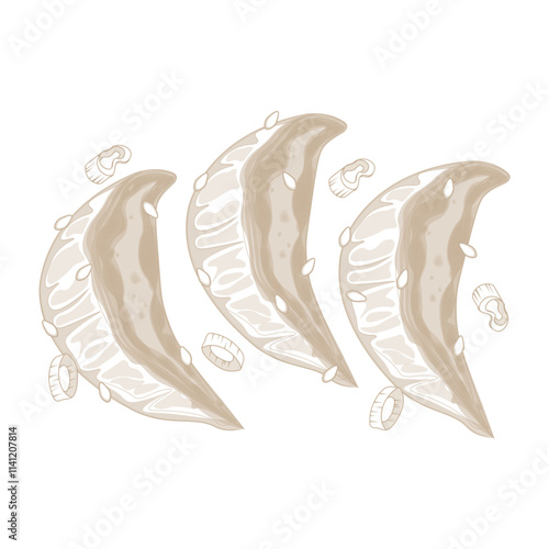 Vector Illustration Logo line art Gyoza Dumplings or Jiaozi Chinese Dumpling