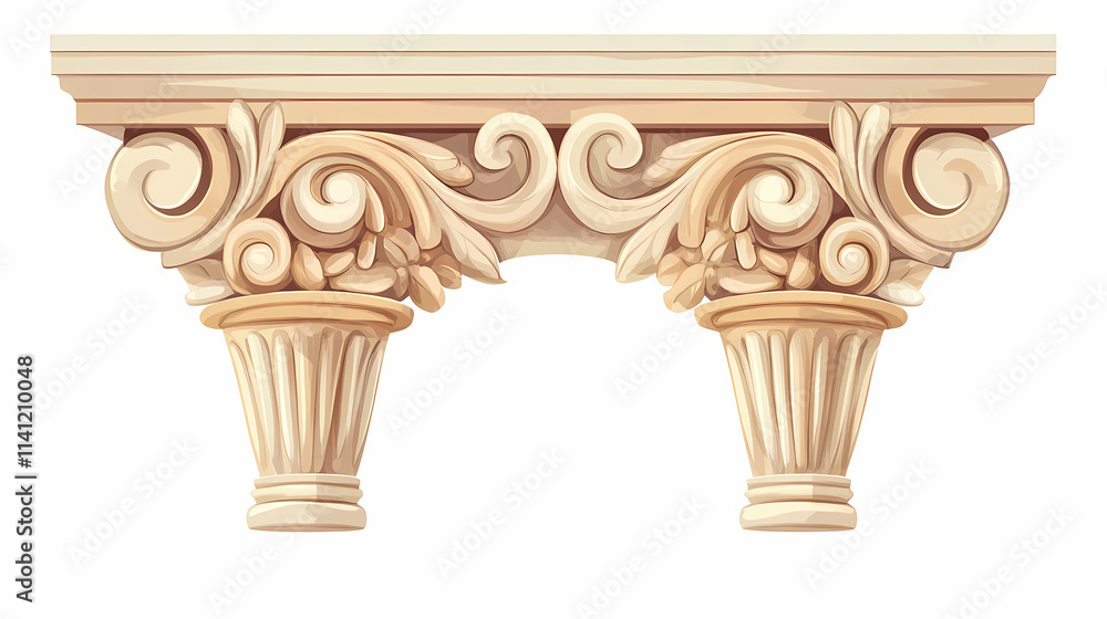 Obraz premium Antique column isolated on white background. Ionic. Illustration