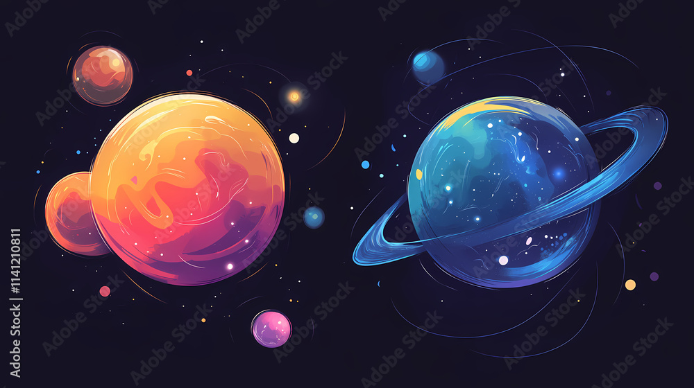 Naklejka premium Covalent bonds and ionic interactions. Ionic. Illustration