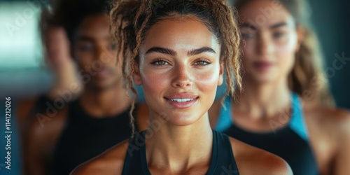 Diverse Athletes Training Together in Gym Fitness Class for Healthy Active Lifestyle