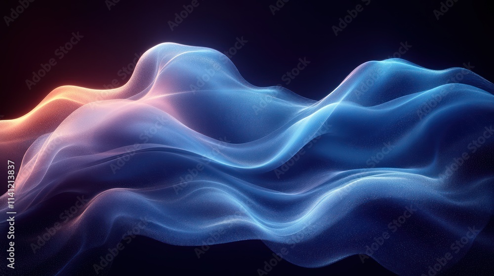 Futuristic Minimalist Design Smooth Flowing Blue Curve on Black Background Ethereal Lighting Futuristic Minimalist Design Smooth Flowing Blue Curve on Black Background Ethereal Lighting