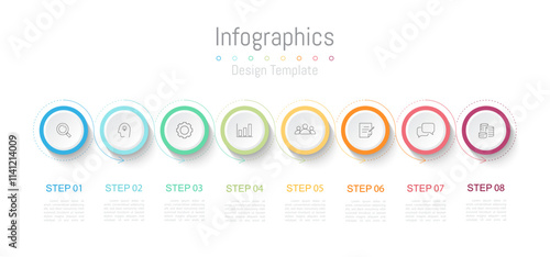 Infographic 8 options design elements for your business data. Vector Illustration.