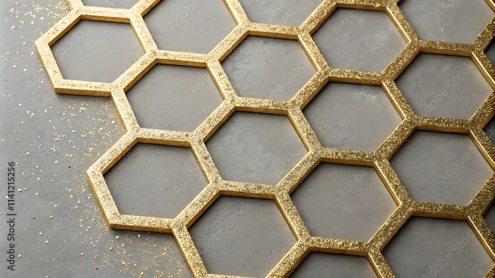 Gold Dust Honeycomb on Soft Grey Gold Dust Honeycomb on Soft Grey