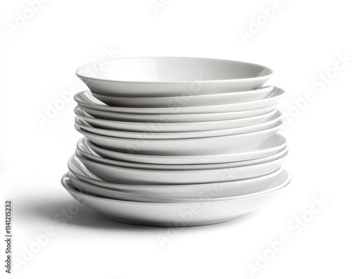 Stack of White Plates on a White Background