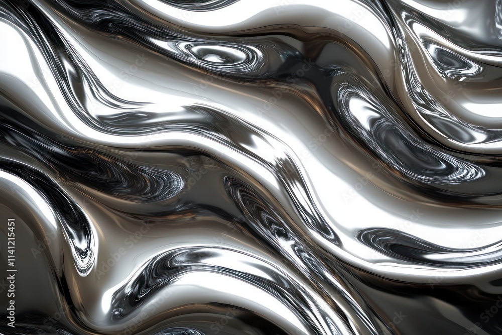 shiny metal ripples dynamic chrome reflective fluid texture background design wallpaper 3D render shiny metal ripples dynamic chrome reflective fluid texture background design wallpaper 3D render