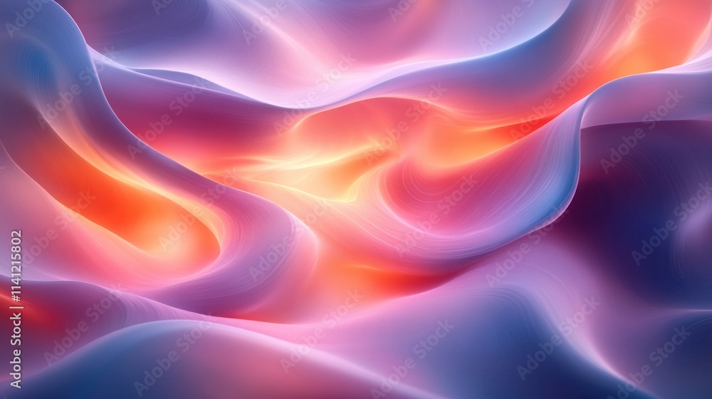 Obraz premium Abstract Minimalist Design with Soft Pastel Colors and Flowing Curves in 3D Illustration