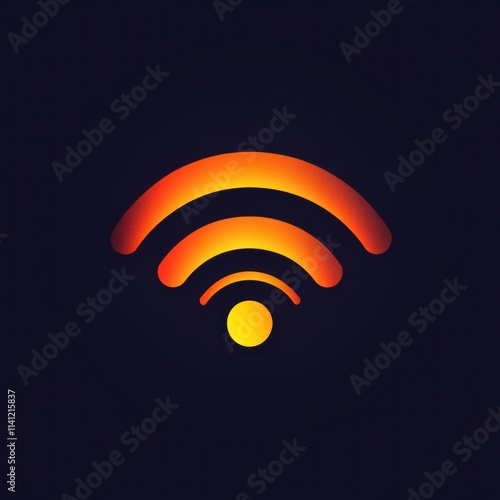 A stylized Wi-Fi signal icon in gradient orange and yellow on a dark background.