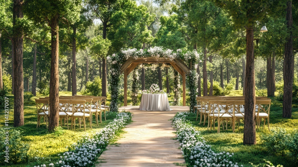Romantic Outdoor Wedding Ceremony in Lush Forest Romantic Outdoor Wedding Ceremony in Lush Forest