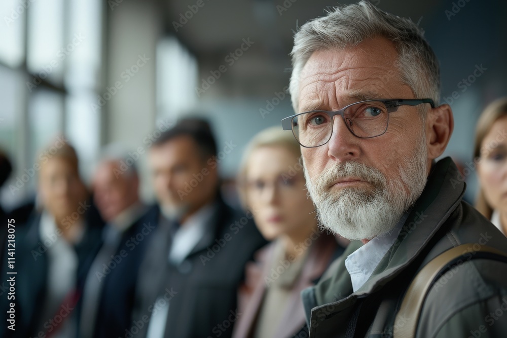 Portrait of a senior businessman standing in front of his team. Portrait of a senior businessman standing in front of his team.
