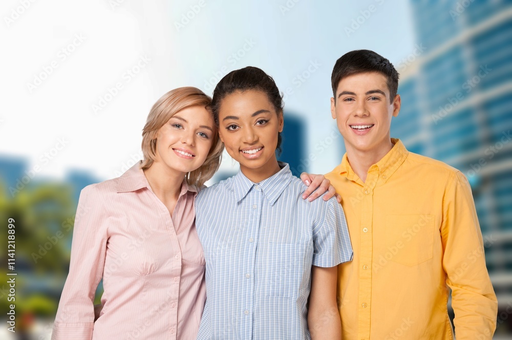 Positive teenagers friends have fun together Positive teenagers friends have fun together