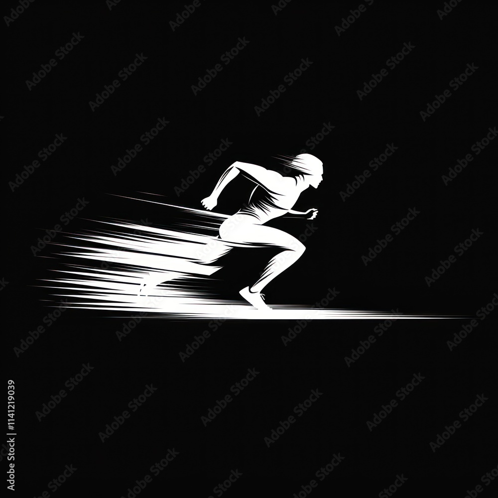 Obraz premium A dynamic silhouette of a runner in motion, emphasizing speed and athleticism.