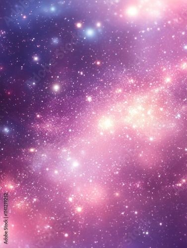 Dreamy Cosmic Scene with Soft Pink and Purple Hues and Shimmering Stars